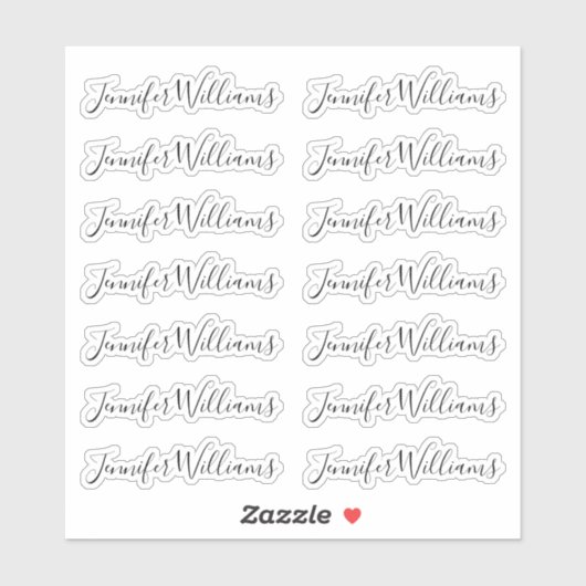 Hübsch + Modern Calligrafy Script Name Aufkleber (Blatt)