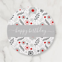 Hübsch Moderne Blume Rot und Grau Geburtstag