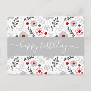 Hübsch Moderne Blume Rot und Grau Geburtstag Postkarte