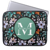 Hübsch-Moderne Girl-Floral Monogram Name Modern Laptopschutzhülle (Vorderseite)