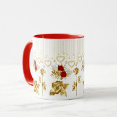 Hübsch Moderne Golden, Rote Rosen & Hanging Hearts Tasse (Vorderseite Links)