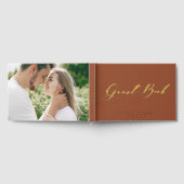 Hübsch Moderne Kalligrafie Terracotta Foto Hochzei Gästebuch (Voll)