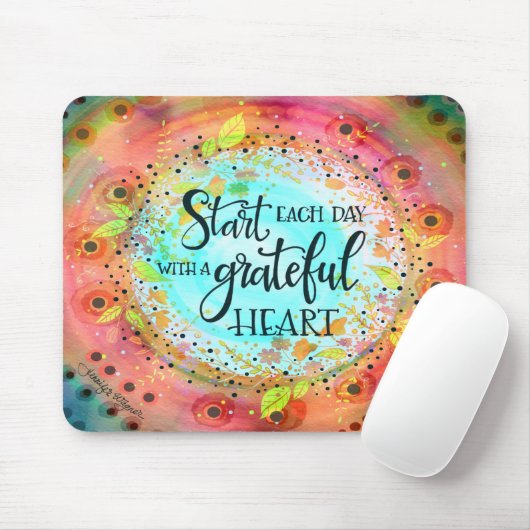 Hübsch Moderne Pastel florales Dankbares Herz Mousepad (Mit Mouse)