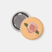 Hübsch Moderne stilvolle Rose +Initials Orange Magnet (Vorderseite/Rückseite)