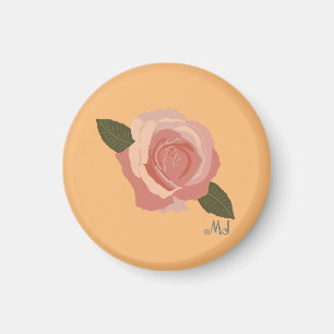 Hübsch Moderne stilvolle Rose +Initials Orange Magnet