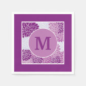 Hübsch Modernes Monogramm Lila Blumenmuster Party Serviette (Vorderseite)