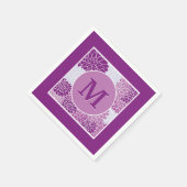 Hübsch Modernes Monogramm Lila Blumenmuster Party Serviette (Ecke)