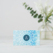 HÜBSCH MONOGRAM Modernes boho mandala Muster blau Visitenkarte (Stehend Vorderseite)