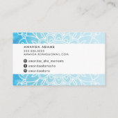 HÜBSCH MONOGRAM Modernes boho mandala Muster blau Visitenkarte (Rückseite)