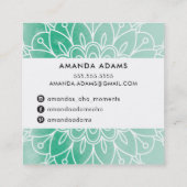 HÜBSCH MONOGRAM Modernes boho mandala Muster grün Quadratische Visitenkarte (Rückseite)