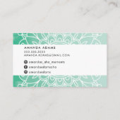 HÜBSCH MONOGRAM Modernes boho mandala Muster grün Visitenkarte (Rückseite)