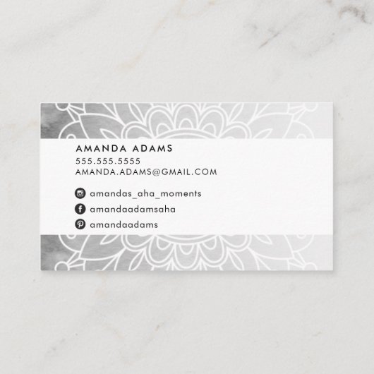 HÜBSCH MONOGRAM Modernes boho mandala Muster schwa Visitenkarte (Rückseite)