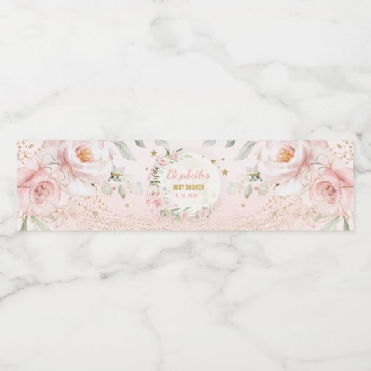 Hübsch Moon Pink Gold Twinkle Star Baby Girl Gefal Wasserflaschenetikett (Einzelnes Label)