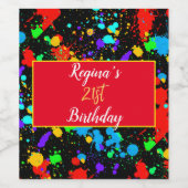 Hübsch Neon Paint Spritzer Rot Blau Lila Gelb Weinetikett (Einzelnes Label)