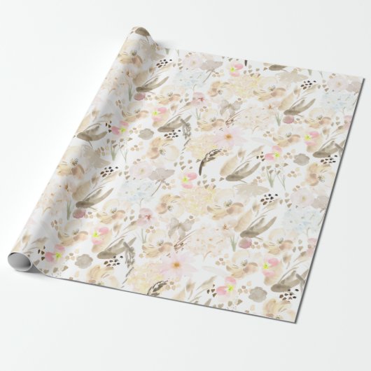 Hübsch neutrale Creme Pink Floral Geschenkpapier (Ungerollt)