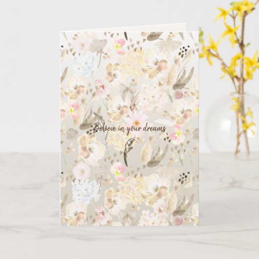 Hübsch neutrale Creme Pink Floral Karte (Gelbe Blume)