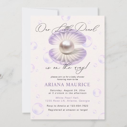 Hübsch Ocean Little Pearl Baby Dusche Einladung (Vorderseite)
