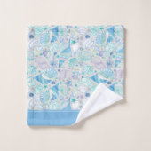 Hübsch Ocean Seashell Muster mit dem Namen Blue Badhandtuch Set (Waschlappen)