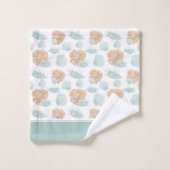 Hübsch Ocean Seashell Muster mit Namen Badhandtuch Set (Waschlappen)