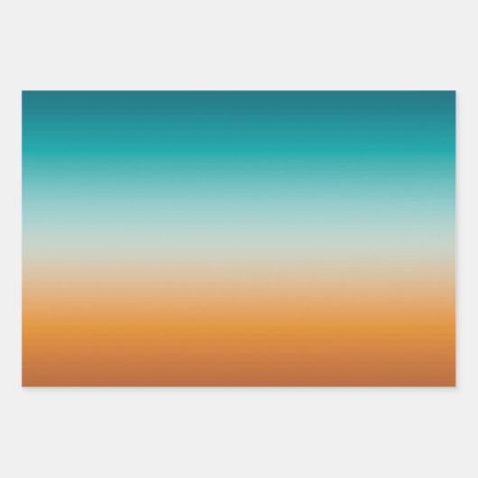 Hübsch Ombre Sunny Orange & Aquamarin Blue Gradien Geschenkpapier Set (Vorderseite 2)