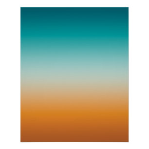 Hübsch Ombre Sunny Orange & Aquamarin Blue Gradien Poster