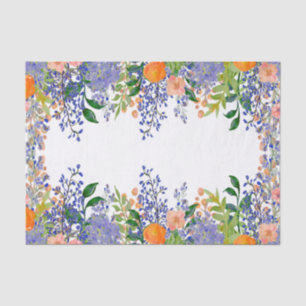 Hübsch Orange Blue Floral Watercolor Seidenpapier