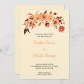 Hübsch-Orange-Bohemisch-Blumengelbe Hochzeit Einladung (Vorne/Hinten)