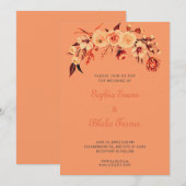 Hübsch Orange Bohemisch Floral Orange Hochzeit Einladung (Vorne/Hinten)