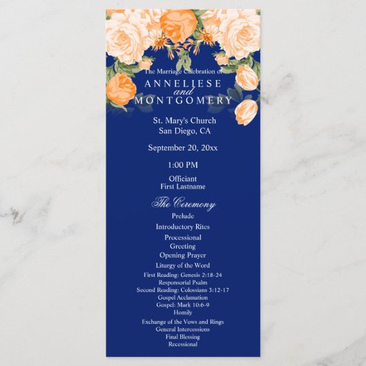 Hübsch Orange Floral on Navy Blue - Programm (Vorderseite)