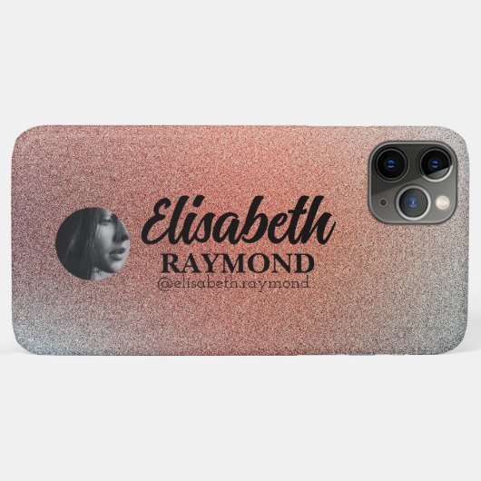 Hübsch Orange Glitzer Foto und Name Case-Mate iPhone Hülle (Rückseite (Horizontal))