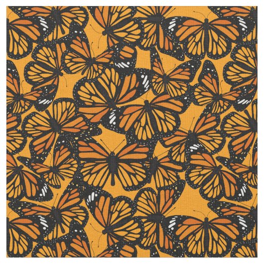 Hübsch Orange Monarch Butterfets Gemustert Stoff (Nahaufnahme)