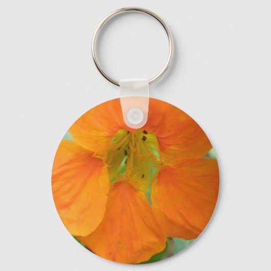 Hübsch Orange Nasturtium Blume Schlüsselanhänger (Vorderseite)