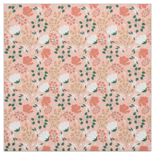 Hübsch Orange Pink Floral Stoff