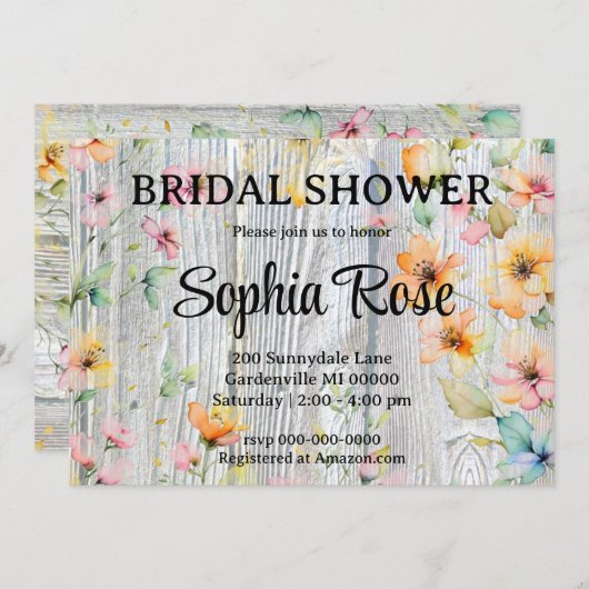 Hübsch orange Wildblume rustikales Brautparty Einladung (Vorne/Hinten)