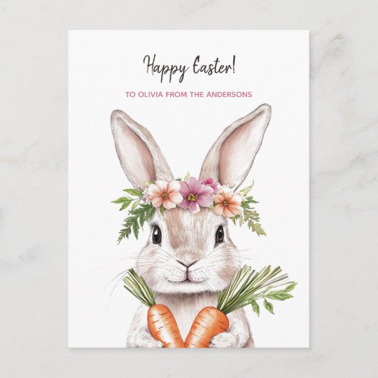 Hübsch Osterhase mit Karotten Postkarte (Vorderseite)