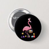 Hübsch Ostern Flamingo mit Ostern Korb Ostern Button (Vorne & Hinten)