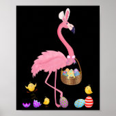 Hübsch Ostern Flamingo mit Ostern Korb Ostern Poster (Vorne)