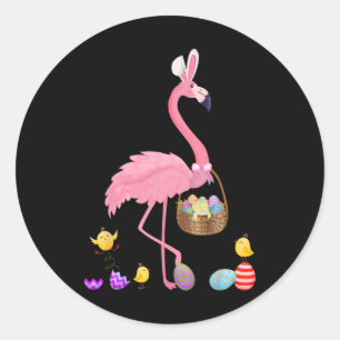 Hübsch Ostern Flamingo mit Ostern Korb Ostern Runder Aufkleber