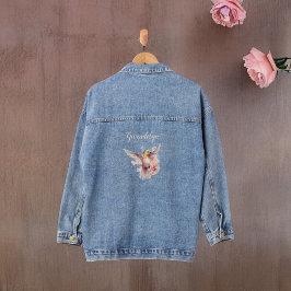 Hübsch Pachy Pink Hummingbird mit Monogrammname Jeansjacke