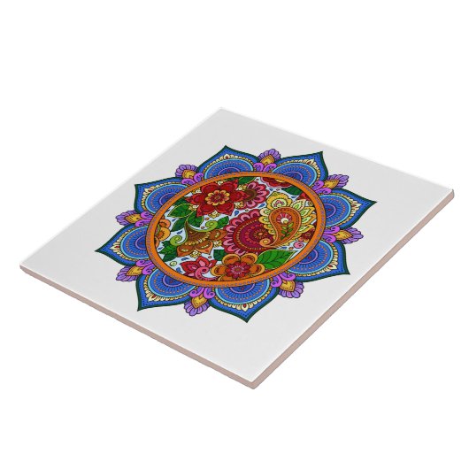 Hübsch Painted Floral Mandala Fliese (Seite)