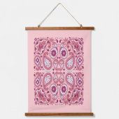 Hübsch Paisley Abstrakte Muster Farbtöne in Rosa Wandteppich Mit Holzrahmen (Vorderseite)