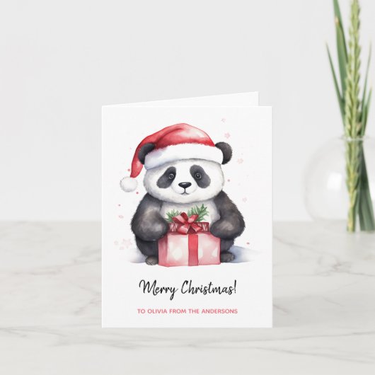 Hübsch Panda Santa Merry Weihnachten Karte (Vorderseite)