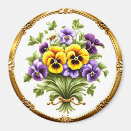 Hübsch Pansy Blume Bouquet Magnet