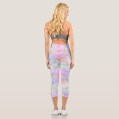 Hübsch Pastel Agate | Gold Glitzer Vein Watercolor Capri Leggings (Rückseite)