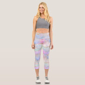Hübsch Pastel Agate | Gold Glitzer Vein Watercolor Capri Leggings (Vorderseite)