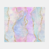 Hübsch Pastel Agate | Gold Glitzer Vein Watercolor Fleecedecke (Vorderseite (Horizontal))