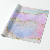 Hübsch Pastel Agate | Gold Glitzer Vein Watercolor Geschenkpapier (Ungerollt)