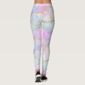 Hübsch Pastel Agate | Gold Glitzer Vein Watercolor Leggings (Rückseite)