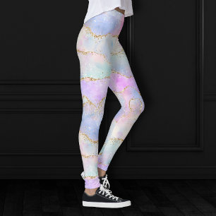 Hübsch Pastel Agate Gold Glitzer Vein Watercolor Leggings