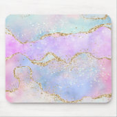 Hübsch Pastel Agate | Gold Glitzer Vein Watercolor Mousepad (Vorne)